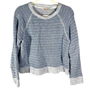 Faherty Whitewater blue textured Pullover Sweatshirt soft Organic Cotton Blend M